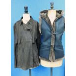 A lady's brown suede jacket by Jaeger, with popper fastening and side pockets, drawstring waist,