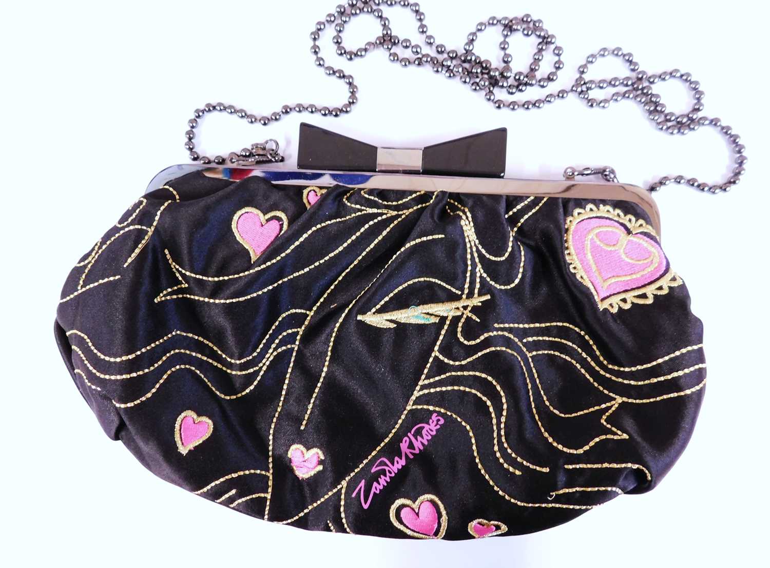 Four evening bags to include one by Zandro Rhodes, the black embroidered satin Zandra Rhodes bag - Image 2 of 8