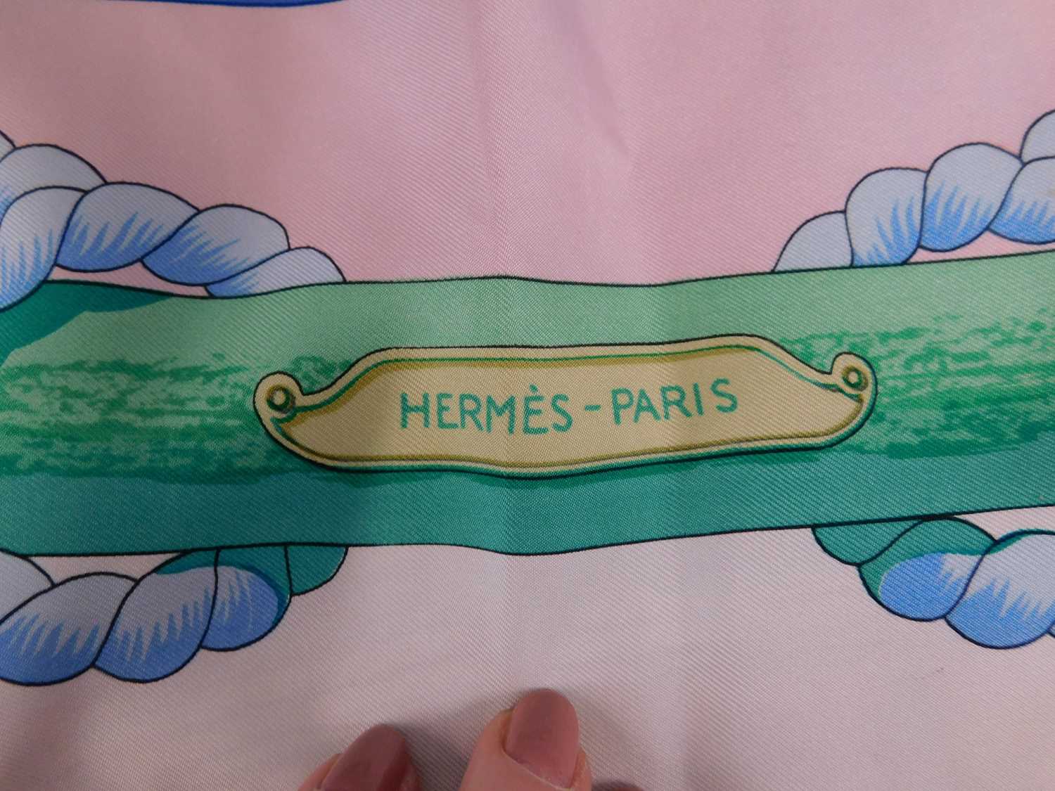 An Hermes silk scarf, 88cm x 88cm small label to one corner a few small marks and spots but - Image 4 of 8