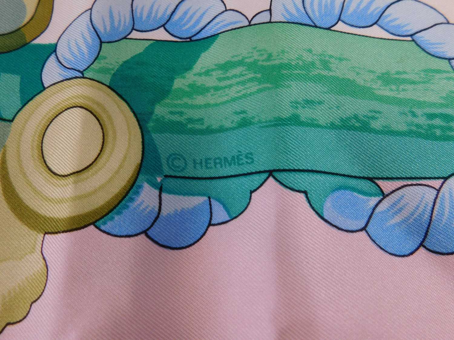 An Hermes silk scarf, 88cm x 88cm small label to one corner a few small marks and spots but - Image 7 of 8