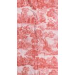 A pair of toile de jouy cotton printed curtains, approx 160cm long by 120cm wide each
