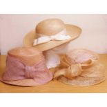 Three occasion wear hats, to include a straw hat with cream bow by Jacques Vert, a straw hat with
