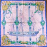 An Hermes silk scarf, 88cm x 88cm small label to one corner a few small marks and spots but