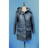 A lady's coat by Belstaff, the black/brown three quarter length coat with zip front, storm flap,