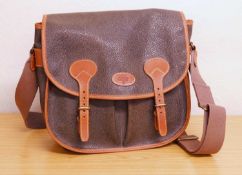 A Mulberry Heritage satchel, in brown scotchgrain leather with tan leather trim and adjustable