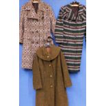 Three mid 20th Century ladies pattern wool overcoats, (3)