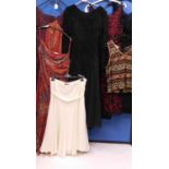 A quantity of lady's wear to include a black round necked and red embroidered overlay dress by Phase