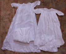 Two cotton christening gowns and two plain petticoats