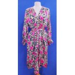 An Yves St Laurent for Harrods floral print dress, the wrapver style dress with tie belt waist, long