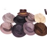 A quantity of gents hats, mainly trilby's and others (9) (a/f)