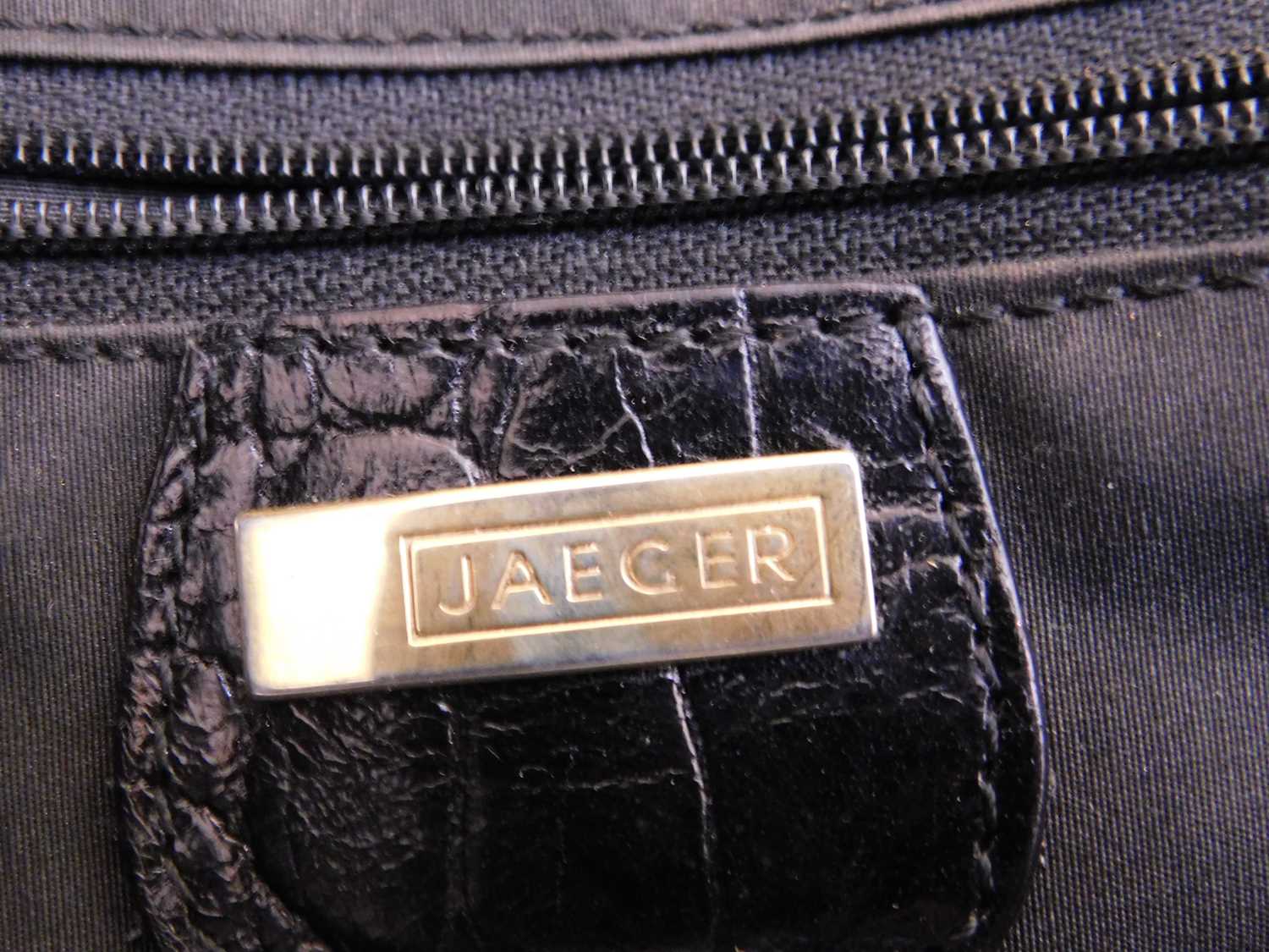 Three lady's handbags, to include a black mock-croc handbag by Jaeger approx. 38cm wide, and two - Image 4 of 6