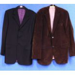 A Bertolucci brown velvet jacket by Hugo Boss, size 52 together with a Paul Smith black blazer, size