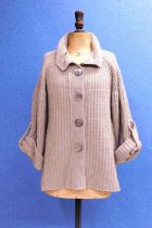 A grey wool cardigan by Cameron Taylor of Scotland, single breasted with large button front and wide