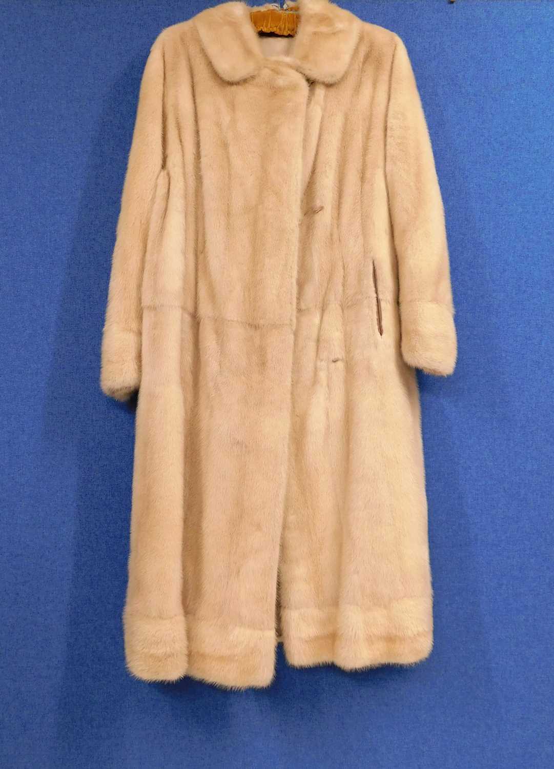 A lady's blonde mink full length fur coat by Rodgers of Bridlington