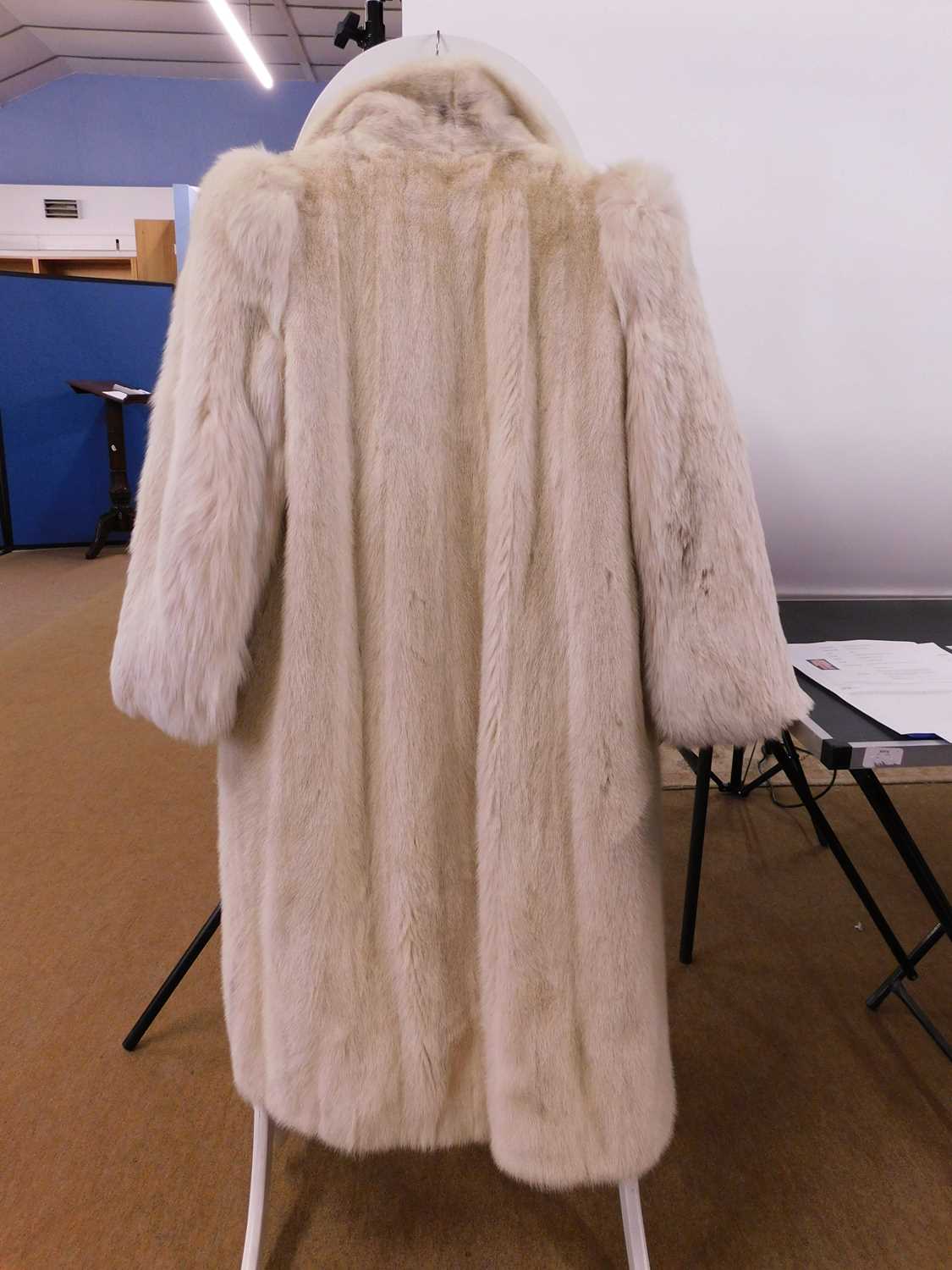 A lady's full length cream fur coat by Hurtiq Ltd overall good with no obvious signs of wear or - Image 14 of 14