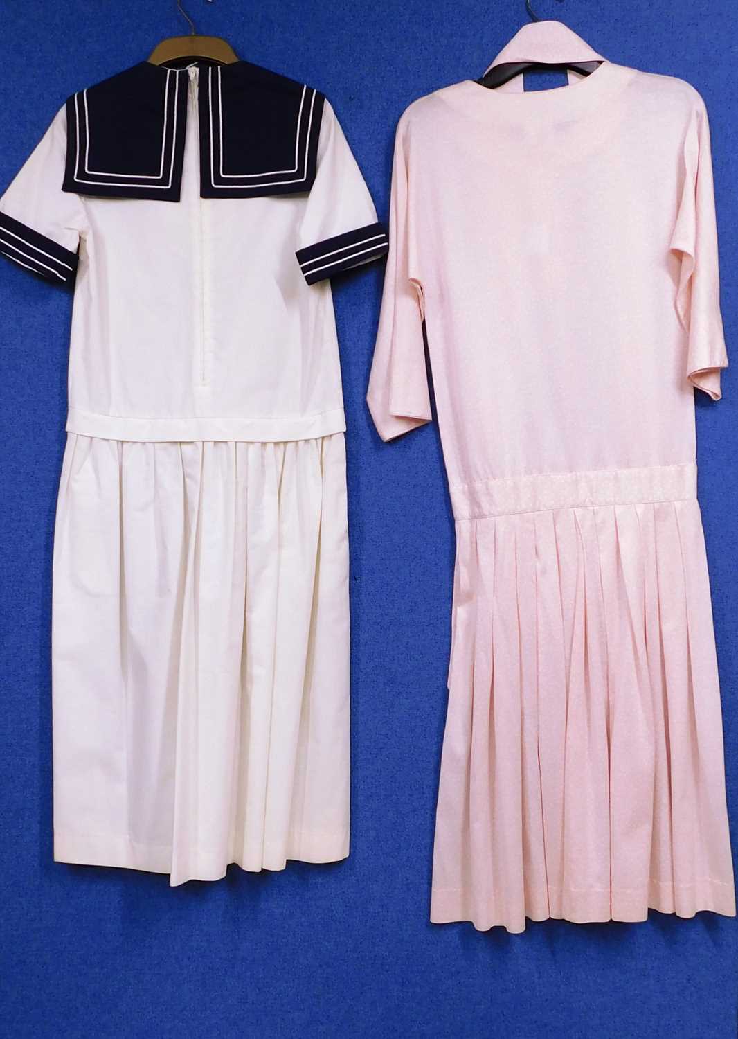 Two Laura Ashley dresses to include a cream and navy blue sailor dress and a pink and white - Image 4 of 9