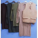 Four cashmere jumpers/sweater dresses, all size S together with a Brora tweed gillet, size 12 (5)