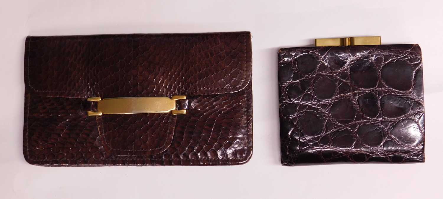 A small group of mid 20th Century lady's accessories to include two mock croc brown leather - Image 3 of 4