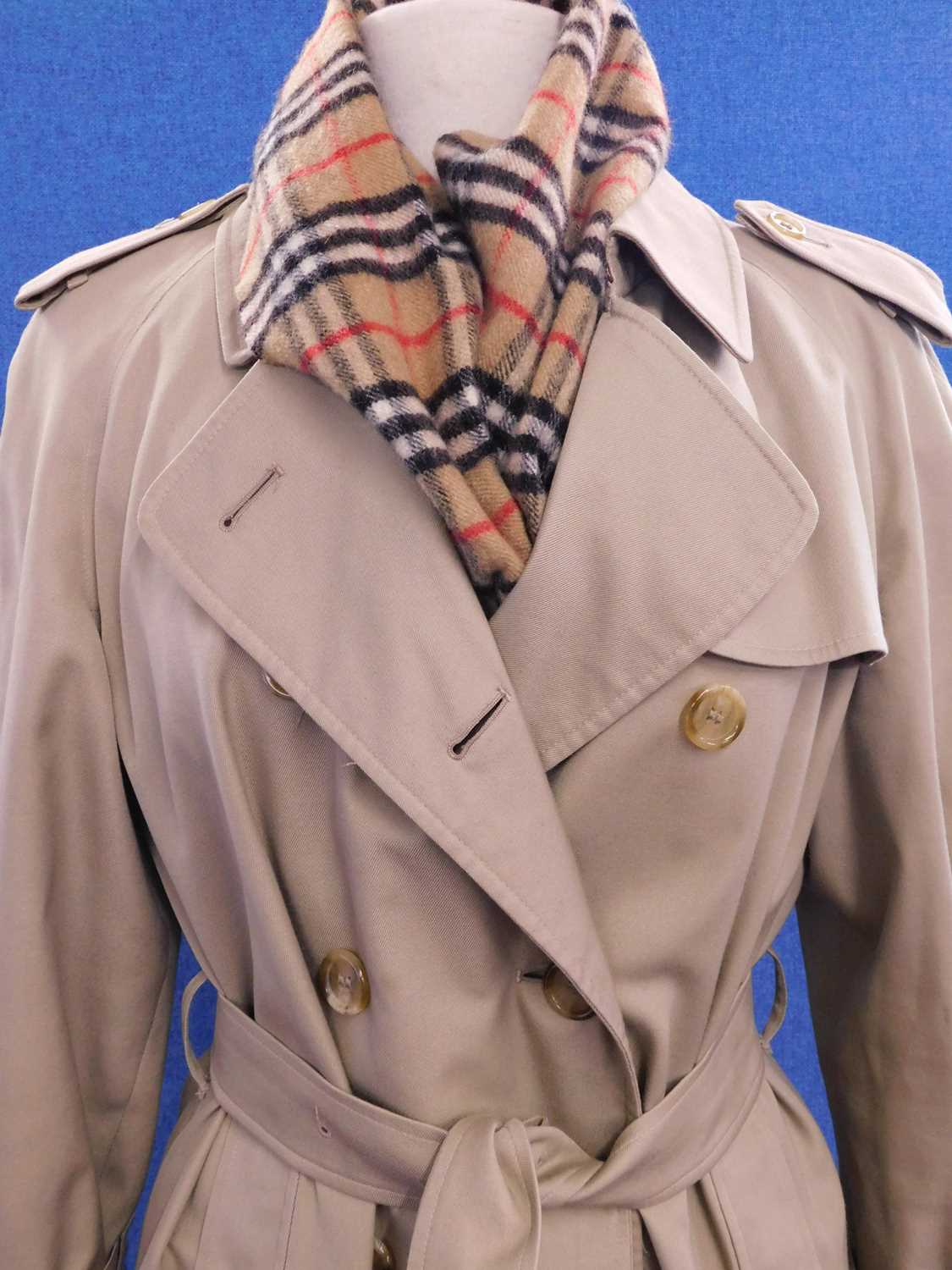 A lady's Burberry double breasted trenchcoat, size 16 Petite, together with a Burberry cashmere - Image 2 of 12