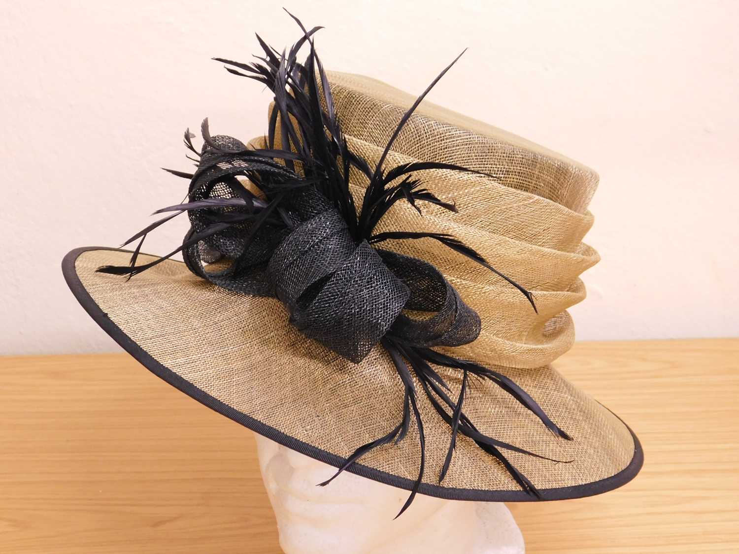 A Cappelli Condici straw hat in old gold and black detail, new with tags - Image 2 of 3