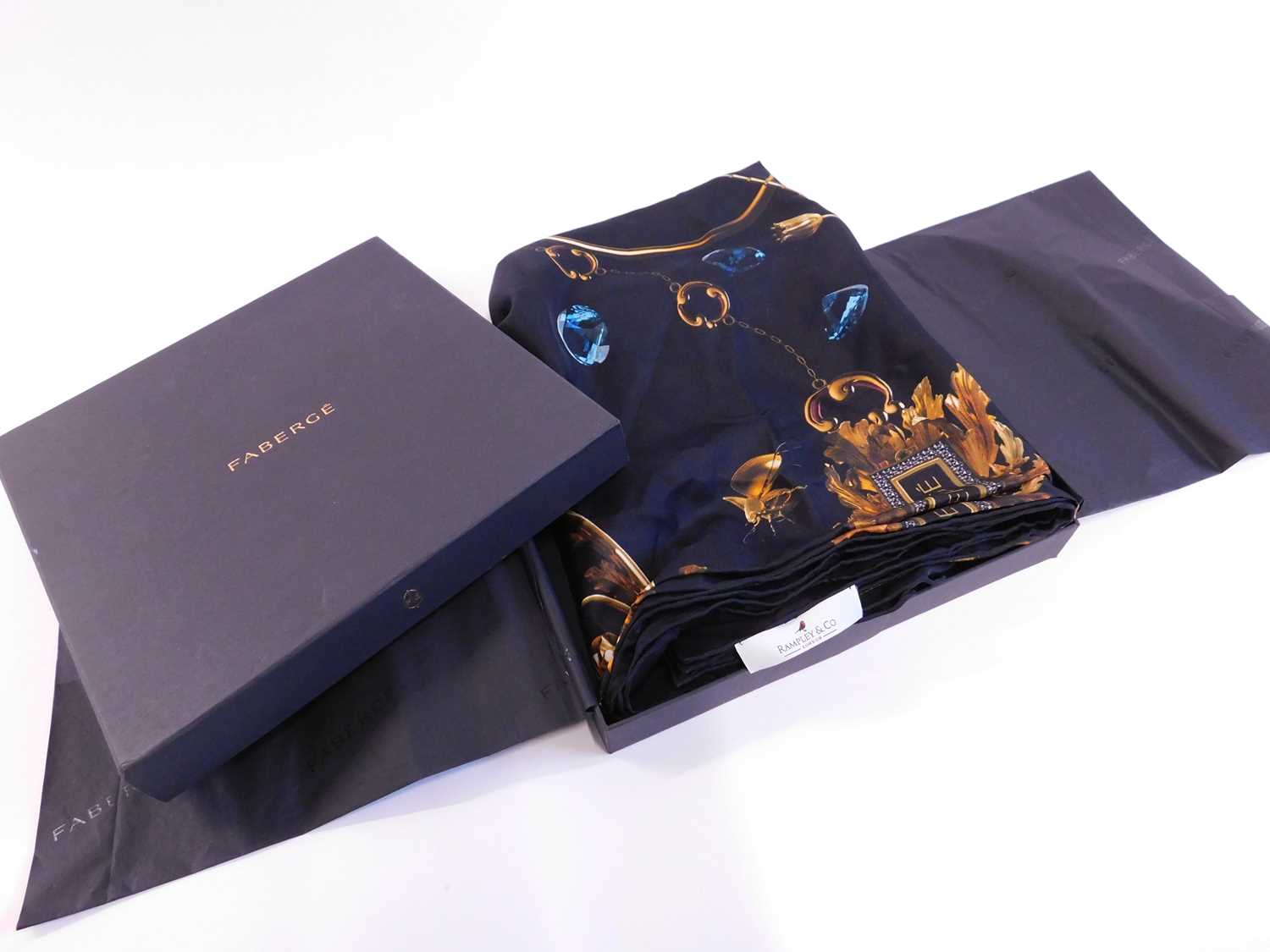 A Faberge silk scarf, 118 x 121cm, boxed with original tissue - Image 4 of 5