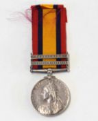 Queen Victoria South Africa medal with relief of Kimberly and paardeberg clasps, impressed to 3753