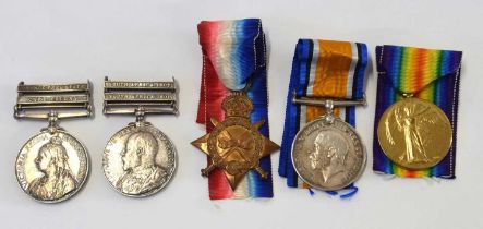 Medal group of 5 to include Queens South Africa medal with Cape Colony and Orange Free State clasps,