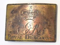 Very rare, Early Georgian rectangular Royal Dragoons clasp belt plate with GR cypher under crown