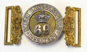 Victorian 69th Regiment of foot (South Lincolnshire regiment) officers waist belt clasp