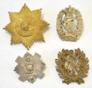 Quantity of 4x cap badges to include cast white metal highland light infantry cap badge, and cast