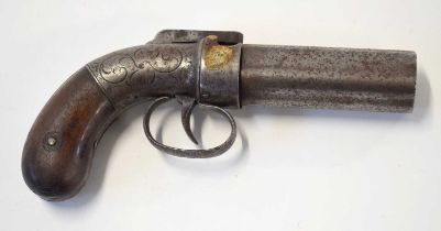 Victorian Allen & Wheelock pattent 1845, percussion cap hammer action 6 barreled pepperbox