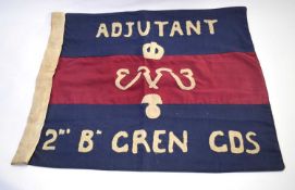 King George VI wartime Second World War Adjutant 2nd Battalion Grenadier Guards parade flag 50x42cm