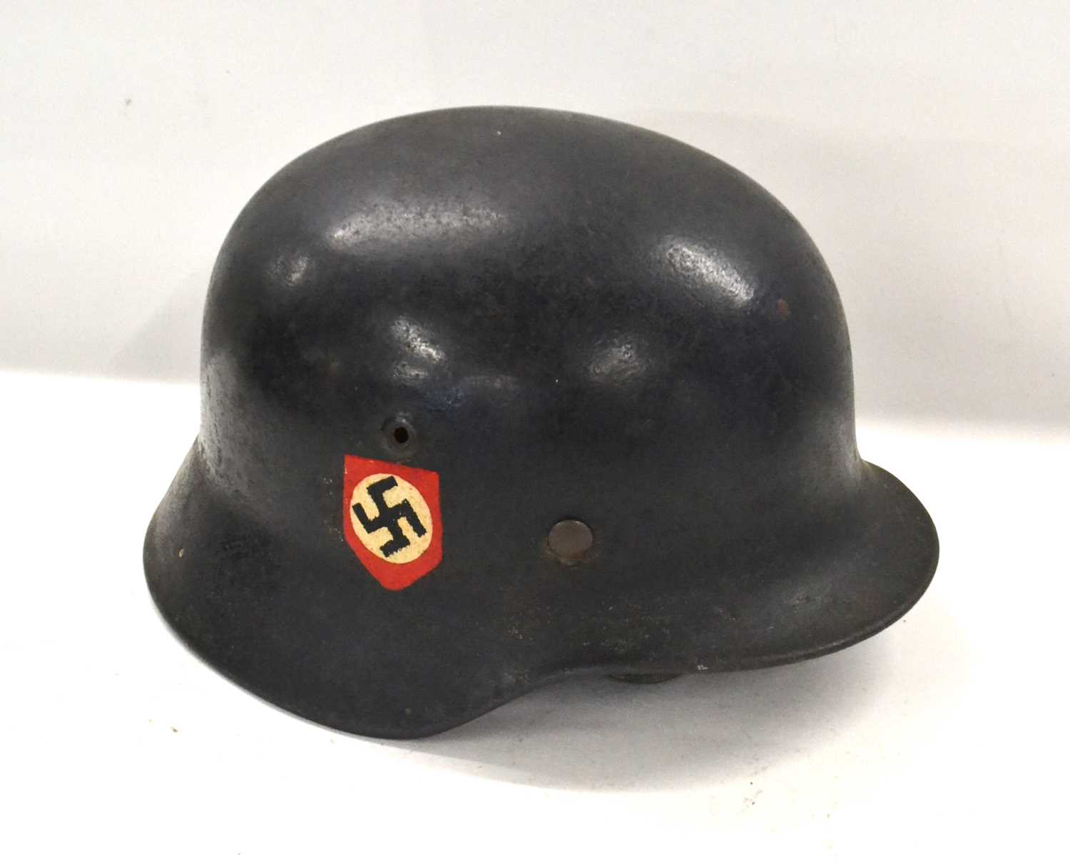 Third Reich Second World War German M40 steel Stahlhelm with original leather liner and chin