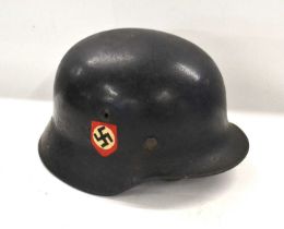 Third Reich Second World War German M40 steel Stahlhelm with original leather liner and chin