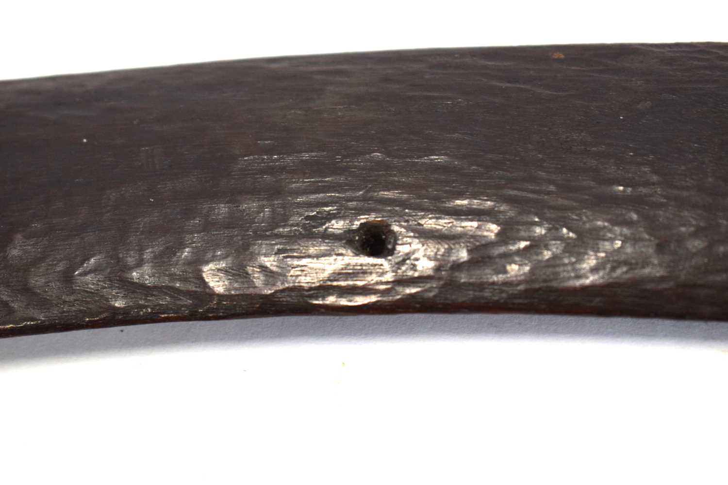 19th Century Aboriginal wooden carved Boomerang approx. 78cm long with three drilled holes along the - Image 3 of 4