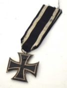 First World War Imperial German Iron Cross 2nd class stamped 800 silver to suspension ring.