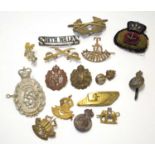 Quantity of 20th century cap badges to include 21 SAS Artists Rifles white-metal cap badge, RFC