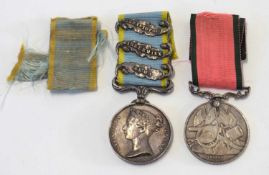 Queen Victoria Crimea war medal pair, comprising of Victoria Crimea medal with Alma, Inkerman,