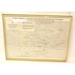 Framed 1980s Royal Engineers map of Falkland Islands – Stanley minefield and area clearance