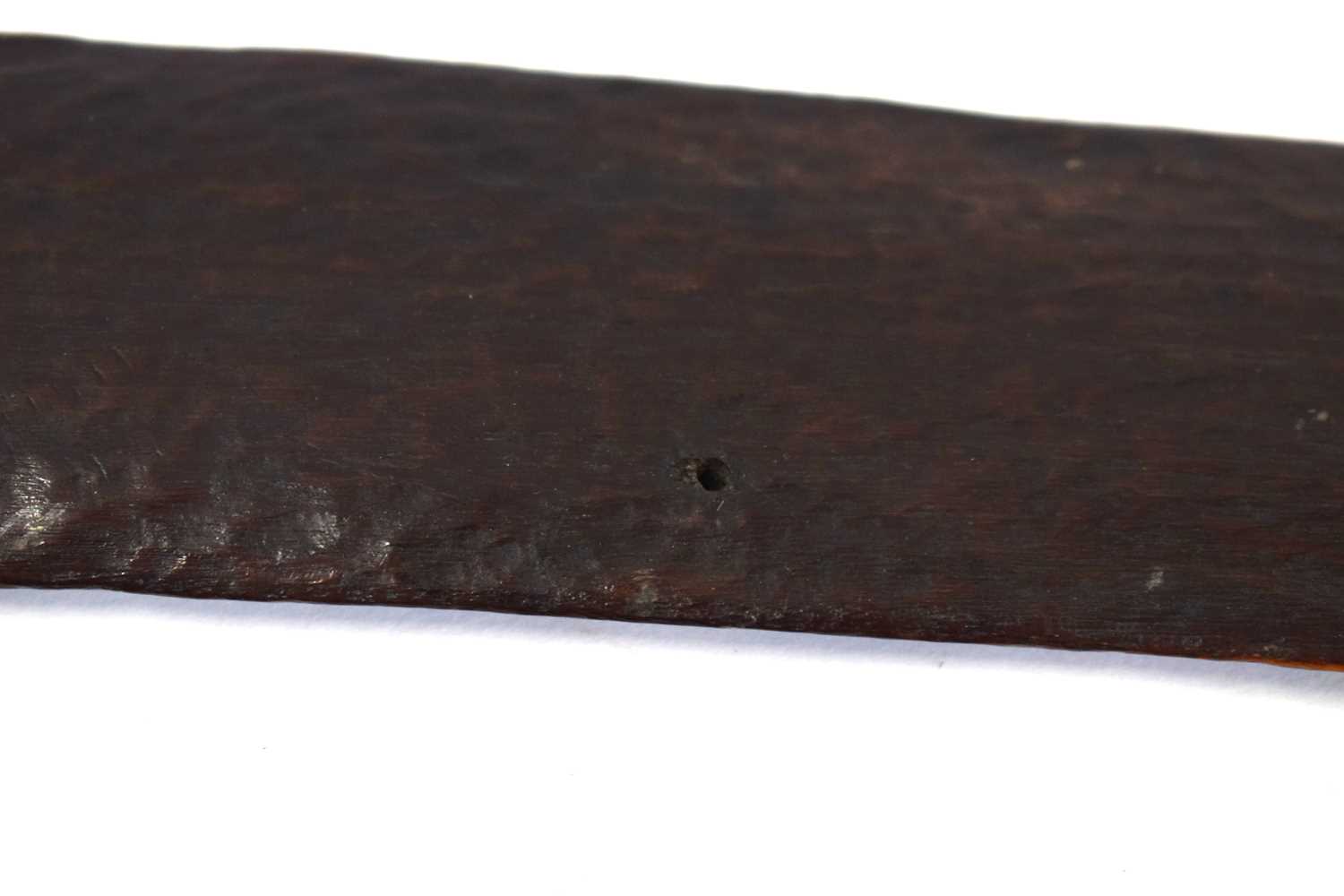 19th Century Aboriginal wooden carved Boomerang approx. 78cm long with three drilled holes along the - Image 4 of 4