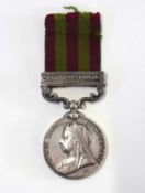 Queen Victoria, India medal with relief of Chitral 1895 clasp to impressed to 70532 gunner A