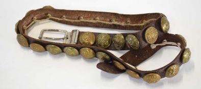 20th century hate belt with multiple British military buttons to include Royal Army Medical Corps,