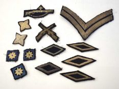 Quantity of Victorian silver bullion insignia and qualification patches to include corporal