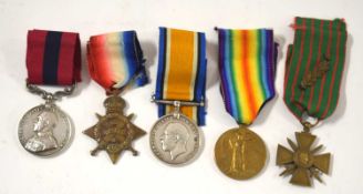 First World War gallantry medal group of 5 medals to include Distinguished Conduct Medal (DCM), 1914