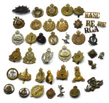 Quantity of 20th century British military cap badges with kings crowns to include Royal Engineers,