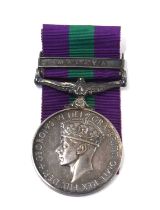 GRVI General Service Medal with Malaya clasp impressed to 2318971 W.O. CL2 W.Whitwood, Royal