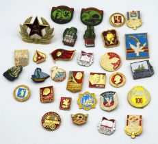 Quantity of 20th century Soviet Russian CCCP / USSR Communist Badges to include Lennin communist