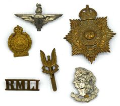 Quantity of cap badges to include GRV Royal Marine shako plate, and RMLI shouler title, Special