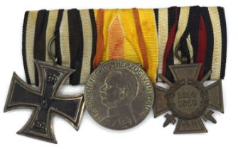 First World War Imperial German medal group of three medals comprising of, 2nd Class Iron Cross,