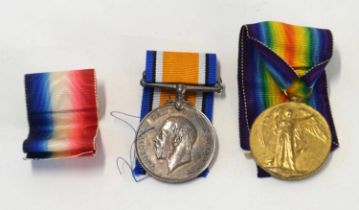 First World War medal pair comprising of 1914-18 war medal and 1914-19 victory medal impressed to to